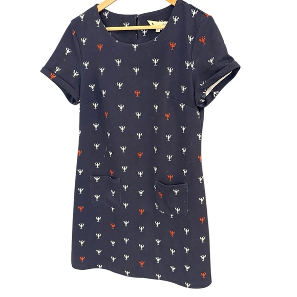 Yumi size 8 (12 UK) GUC lobster Casual Blue Sheath Dress with Crew Neck - Picture 2 of 13